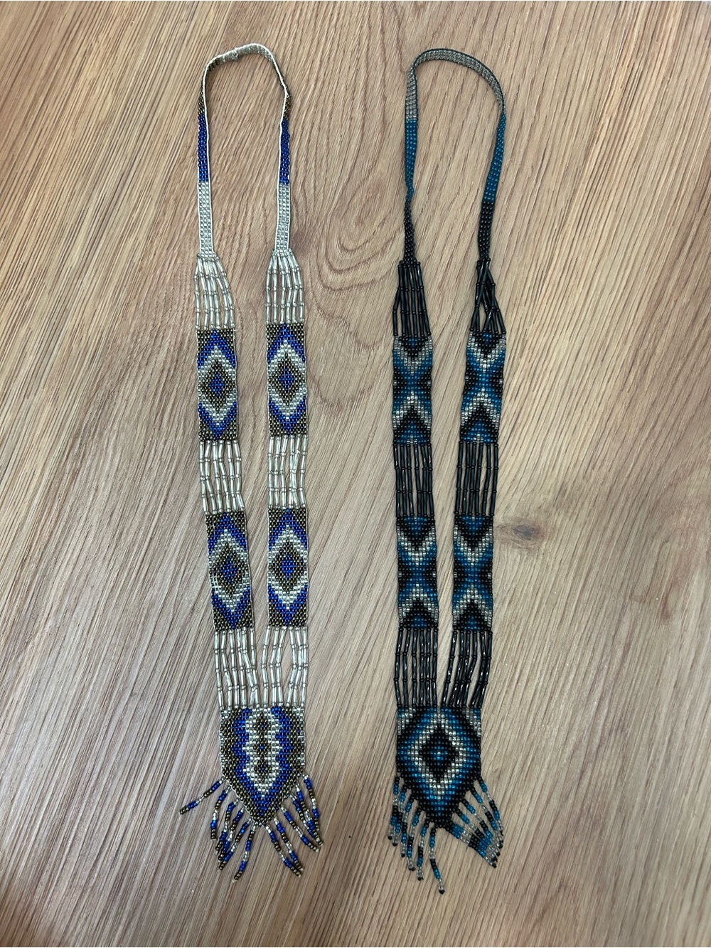 2 Handmade Beaded Necklace - Blue & Black Options